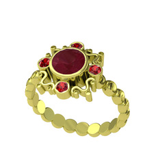 Aidara Vintage Yüzük - Kök yakut ve garnet 18 ayar altın yüzük #1uzhki1