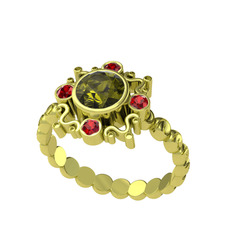 Aidara Vintage Yüzük - Peridot ve garnet 8 ayar altın yüzük #1vslzh9