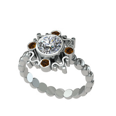 Aidara Vintage Yüzük - Elmas ve dumanlı kuvars 925 ayar gümüş yüzük (0.68 karat) #1yivhe8