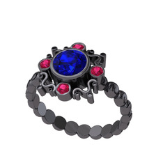Aidara Vintage Yüzük - Lab safir ve rodolit garnet 925 ayar siyah rodyum kaplama gümüş yüzük #1ylubvq