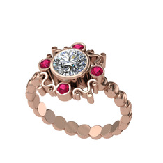 Swarovski ve rodolit garnet 8 ayar rose altın yüzük