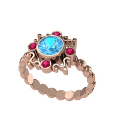 Aidara Vintage Yüzük - Akuamarin ve rodolit garnet 8 ayar rose altın yüzük #2mxqy5