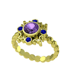 Aidara Vintage Yüzük - Ametist ve lab safir 14 ayar altın yüzük #5wkghh