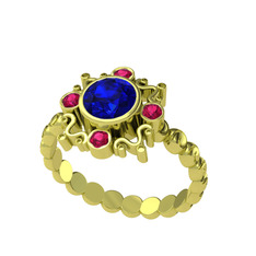 Aidara Vintage Yüzük - Lab safir ve rodolit garnet 925 ayar altın kaplama gümüş yüzük #758ash
