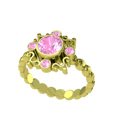 Aidara Vintage Yüzük - Pembe kuvars 18 ayar altın yüzük #7zbfe9