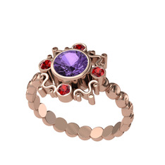 Aidara Vintage Yüzük - Ametist ve garnet 18 ayar rose altın yüzük #943fha