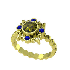 Aidara Vintage Yüzük - Peridot ve lab safir 925 ayar altın kaplama gümüş yüzük #96qs2w