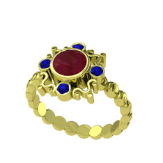 Aidara Vintage Yüzük - Kök yakut ve lab safir 14 ayar altın yüzük #bxbfpq