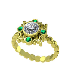 Aidara Vintage Yüzük - Pırlanta ve yeşil kuvars 18 ayar altın yüzük (0.92 karat) #dyqxo5