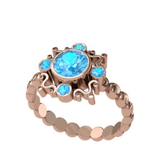 Akuamarin 18 ayar rose altın yüzük