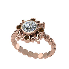 Aidara Vintage Yüzük - Pırlanta ve dumanlı kuvars 18 ayar rose altın yüzük (0.92 karat) #haztxi