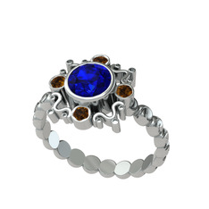 Aidara Vintage Yüzük - Lab safir ve dumanlı kuvars 8 ayar beyaz altın yüzük #hwvhvx