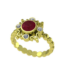 Aidara Vintage Yüzük - Kök yakut ve elmas 8 ayar altın yüzük (0.24 karat) #imkfr7