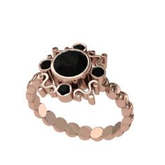 Aidara Vintage Yüzük - Siyah zirkon 8 ayar rose altın yüzük #k41663