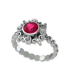 Aidara Vintage Yüzük - Rodolit garnet ve swarovski 14 ayar beyaz altın yüzük #kmik7y