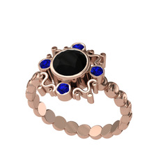 Aidara Vintage Yüzük - Siyah zirkon ve lab safir 18 ayar rose altın yüzük #ko9jqz