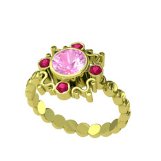 Aidara Vintage Yüzük - Pembe kuvars ve rodolit garnet 8 ayar altın yüzük #luse9i