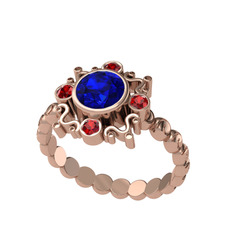 Aidara Vintage Yüzük - Lab safir ve garnet 14 ayar rose altın yüzük #mbjmzx