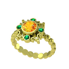 Aidara Vintage Yüzük - Sitrin ve yeşil kuvars 18 ayar altın yüzük #mfudd7