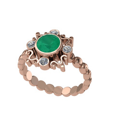 Aidara Vintage Yüzük - Kök zümrüt ve swarovski 925 ayar rose altın kaplama gümüş yüzük #mndarm