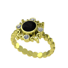 Aidara Vintage Yüzük - Siyah zirkon ve swarovski 925 ayar altın kaplama gümüş yüzük #ns1fuy