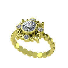 Aidara Vintage Yüzük - Elmas ve swarovski 14 ayar altın yüzük (0.68 karat) #ozxio9