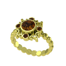 Aidara Vintage Yüzük - Dumanlı kuvars 14 ayar altın yüzük #prz9b0