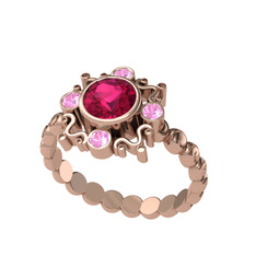 Aidara Vintage Yüzük - Rodolit garnet ve pembe kuvars 8 ayar rose altın yüzük #qa9tku