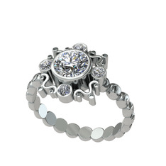 Swarovski ve elmas 8 ayar beyaz altın yüzük (0.24 karat)