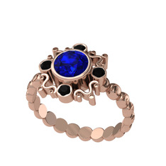 Aidara Vintage Yüzük - Lab safir ve siyah zirkon 18 ayar rose altın yüzük #slgzra