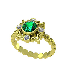 Aidara Vintage Yüzük - Yeşil kuvars ve swarovski 925 ayar altın kaplama gümüş yüzük #sly6z