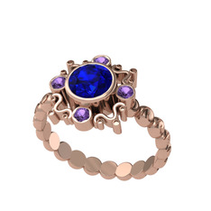 Aidara Vintage Yüzük - Lab safir ve ametist 8 ayar rose altın yüzük #ssggg