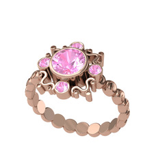 Pembe kuvars 14 ayar rose altın yüzük