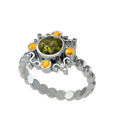 Aidara Vintage Yüzük - Peridot ve sitrin 18 ayar beyaz altın yüzük #y1ev44