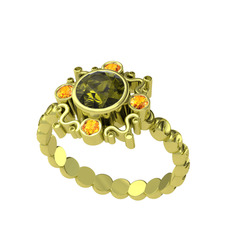 Aidara Vintage Yüzük - Peridot ve sitrin 14 ayar altın yüzük #yw39ct