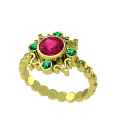 Aidara Vintage Yüzük - Rodolit garnet ve yeşil kuvars 14 ayar altın yüzük #zgmmwc