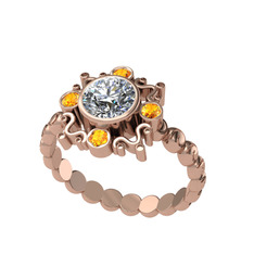 Aidara Vintage Yüzük - Elmas ve sitrin 14 ayar rose altın yüzük (0.68 karat) #zse7av