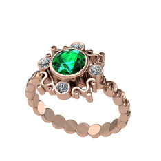 Yeşil kuvars ve beyaz zirkon 18 ayar rose altın yüzük