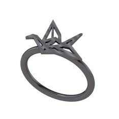 Origami Turna Yüzük - 925 ayar siyah rodyum kaplama gümüş yüzük #sm9gvq
