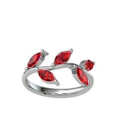 Garnet 18 ayar beyaz altın yüzük