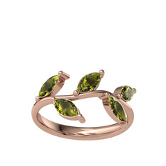 Peridot 925 ayar rose altın kaplama gümüş yüzük