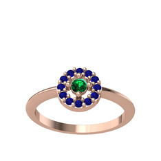 Yeşil kuvars ve lab safir 8 ayar rose altın yüzük