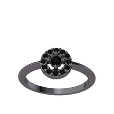 Minimal İris Yüzük - Siyah zirkon 925 ayar siyah rodyum kaplama gümüş yüzük #19mjhu4