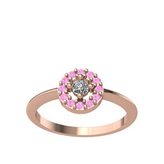 Swarovski ve pembe kuvars 8 ayar rose altın yüzük