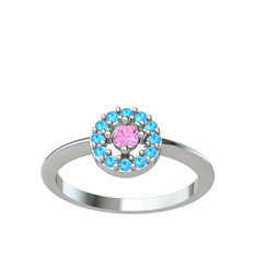 Minimal İris Yüzük - Pembe kuvars ve akuamarin 925 ayar gümüş yüzük #1afmuof