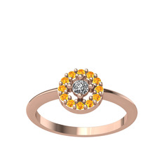 Swarovski ve sitrin 8 ayar rose altın yüzük
