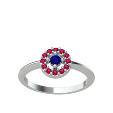 Lab safir ve rodolit garnet 18 ayar beyaz altın yüzük