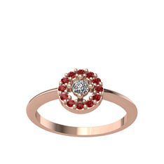 Minimal İris Yüzük - Swarovski ve garnet 925 ayar rose altın kaplama gümüş yüzük #1ccbkqj