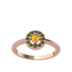 Sitrin ve peridot 8 ayar rose altın yüzük
