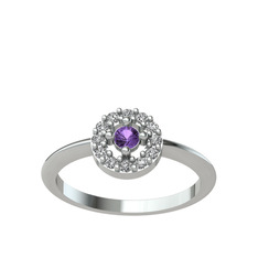 Ametist ve swarovski 925 ayar gümüş yüzük